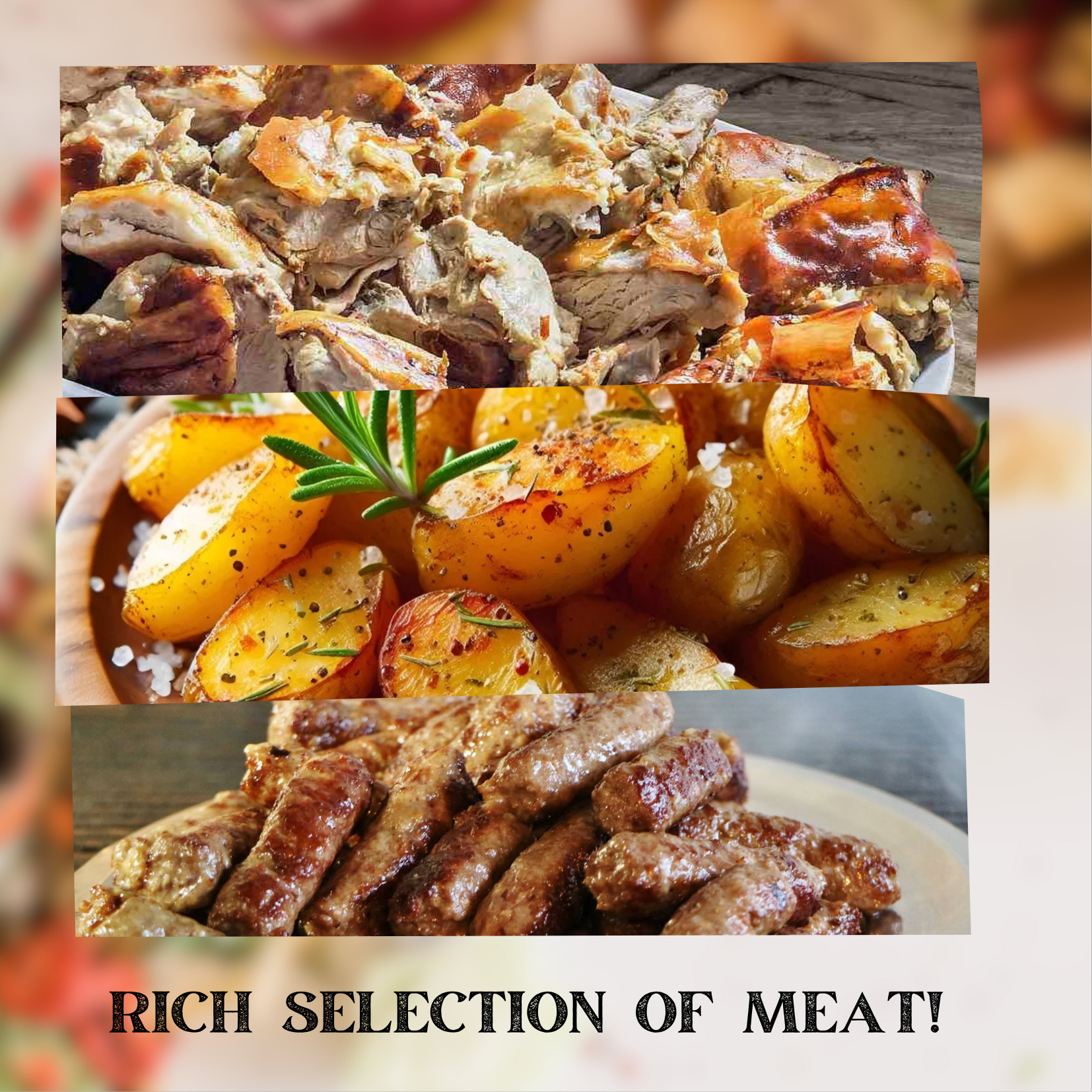 Selection of traditional Serbian food in three different photos.